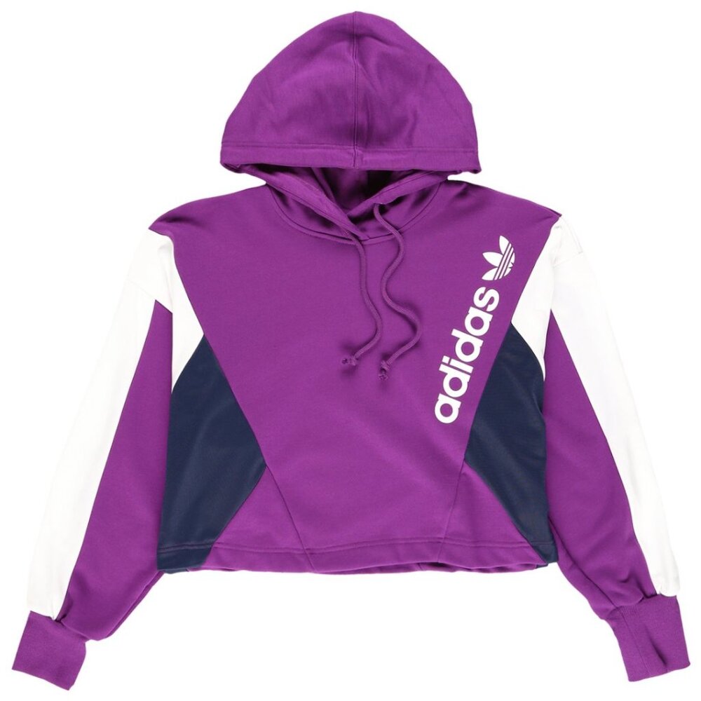 Adidas Originals Cropped Sporty Hoodie Sweatshirt Purple